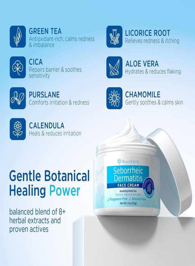 Roycederm Seborrheic Dermatitis & Psoriasis Face Cream – Steroid-Free Moisturizer for Redness, Flaking & Sensitive Skin – Face, Scalp & Body Daily Relief – Fragrance-Free, Non-Greasy, 4 oz - Image 4